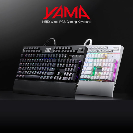 Redragon K550 Yama RGB Mechanical Gaming Keyboard | Tactical Purple Switches | Macro Recording Wrist Rest Volume Control USB Passthrough