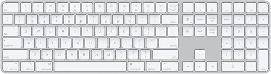 Apple Magic Keyboard with Touch ID and Numeric Keypad: Bluetooth, Rechargeable. Works with Mac Computers with Apple Silicon; US English, White Keys